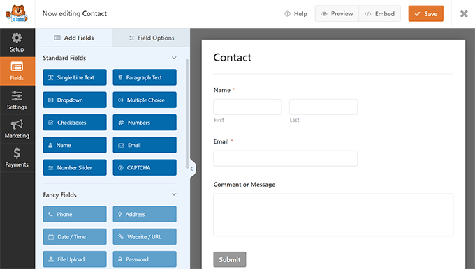 Edit contact form