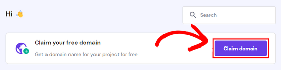 Claim your free domain from the Hostinger dashboard panel